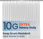 LiBa Bathroom Shower Curtain Waterproof Plastic Shower Curtain Premium PEVA Non-Toxic with Rust Proof Grommets Clear 8G Bathroom Accessories 72x72