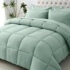 JOLLYVOGUE Queen Comforter Set, Ultra-Soft Bed in a Bag Queen Size 7 Pieces, Oeko-TEX Certified Bedding Set with Down Alternative Comforter, Sheets, Pillowcases & Shams, Black