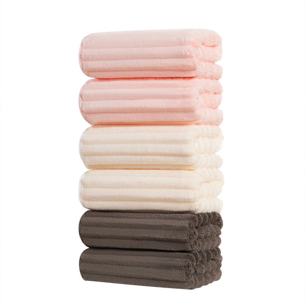 Set of 6 14X29.5 Inch Quick Dry Soft Microfiber Hand Towels with Hanging Loops for Bathroom Spa Kitchen Hotel, Brick Red Dark Grey Brown