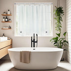 Seenus Waterproof Fabric Shower Curtain Liner with 3 Extra-Large Magnets, 72 x 72 inch Washable Cloth Shower Liner Odorless Hotel Quality, Neutral White Lightweight Shower Curtain for Bathroom