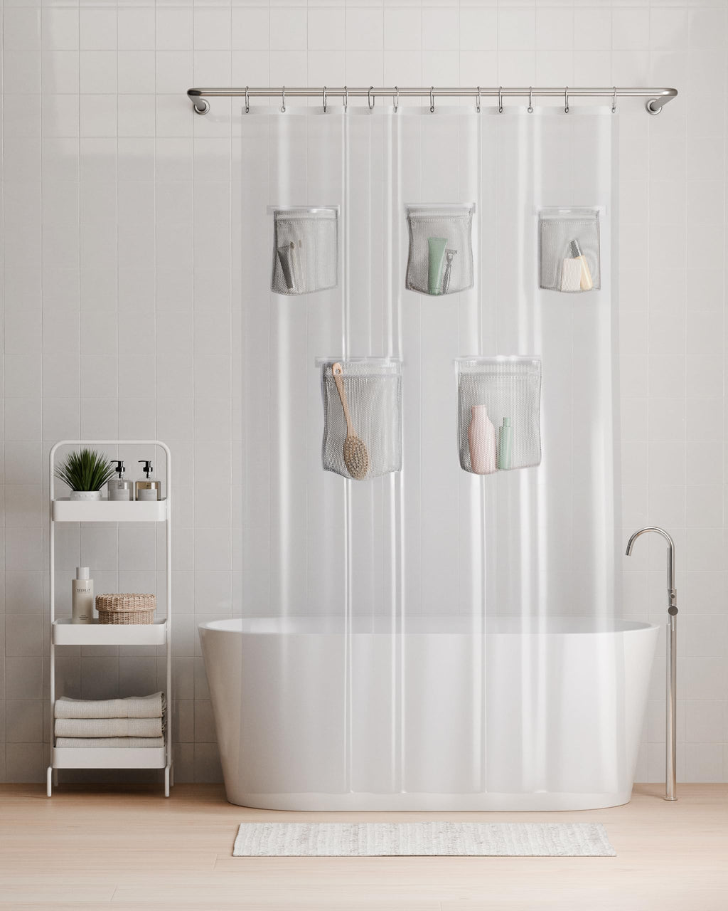 Rubbermaid Frosty Shower Curtain Liner, Waterproof Heavyweight PEVA Shower Liner for Bathroom, with Magnets and Rustproof Charcoal Gray Grommets, 70x72, Standard Size, Frosty