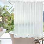 Seenus Waterproof Fabric Shower Curtain Liner with 3 Extra-Large Magnets, 72 x 72 inch Washable Cloth Shower Liner Odorless Hotel Quality, Neutral White Lightweight Shower Curtain for Bathroom