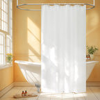 Seenus Waterproof Fabric Shower Curtain Liner with 3 Extra-Large Magnets, 72 x 72 inch Washable Cloth Shower Liner Odorless Hotel Quality, Neutral White Lightweight Shower Curtain for Bathroom