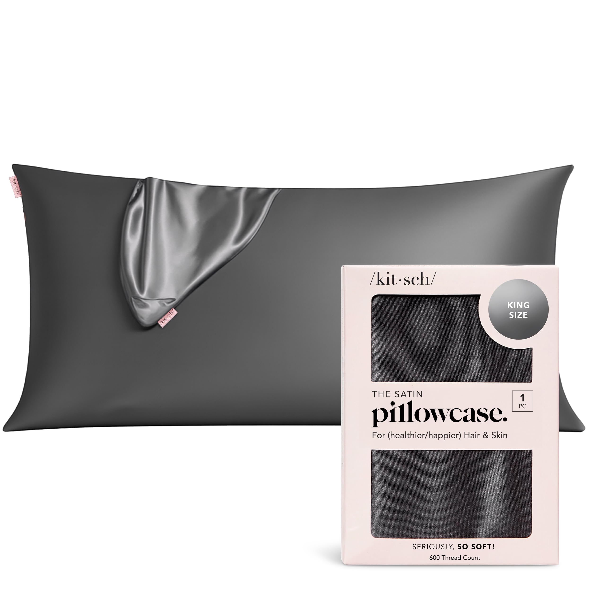 Kitsch Satin Pillowcase with Zipper for Hair & Skin - Softer Than Silk Pillow Cases, Smooth Cooling Satin Pillow Case, Wrinkle-Free, Machine Washable, Pillow Cases Standard Size 19x26 - Cherry Print