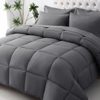 JOLLYVOGUE Queen Comforter Set, Ultra-Soft Bed in a Bag Queen Size 7 Pieces, Oeko-TEX Certified Bedding Set with Down Alternative Comforter, Sheets, Pillowcases & Shams, Black