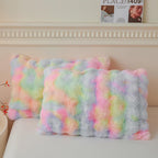 LIFEREVO 2 Pack Fluffy Faux Rabbit Fur Pillow Cases, Luxury Soft Plush Shaggy Bubble Pillowcases Standard Size with Zipper Closure, Furry Fuzzy Ivory Long Pillow Shams Bedroom Living Room 20x26, Beige