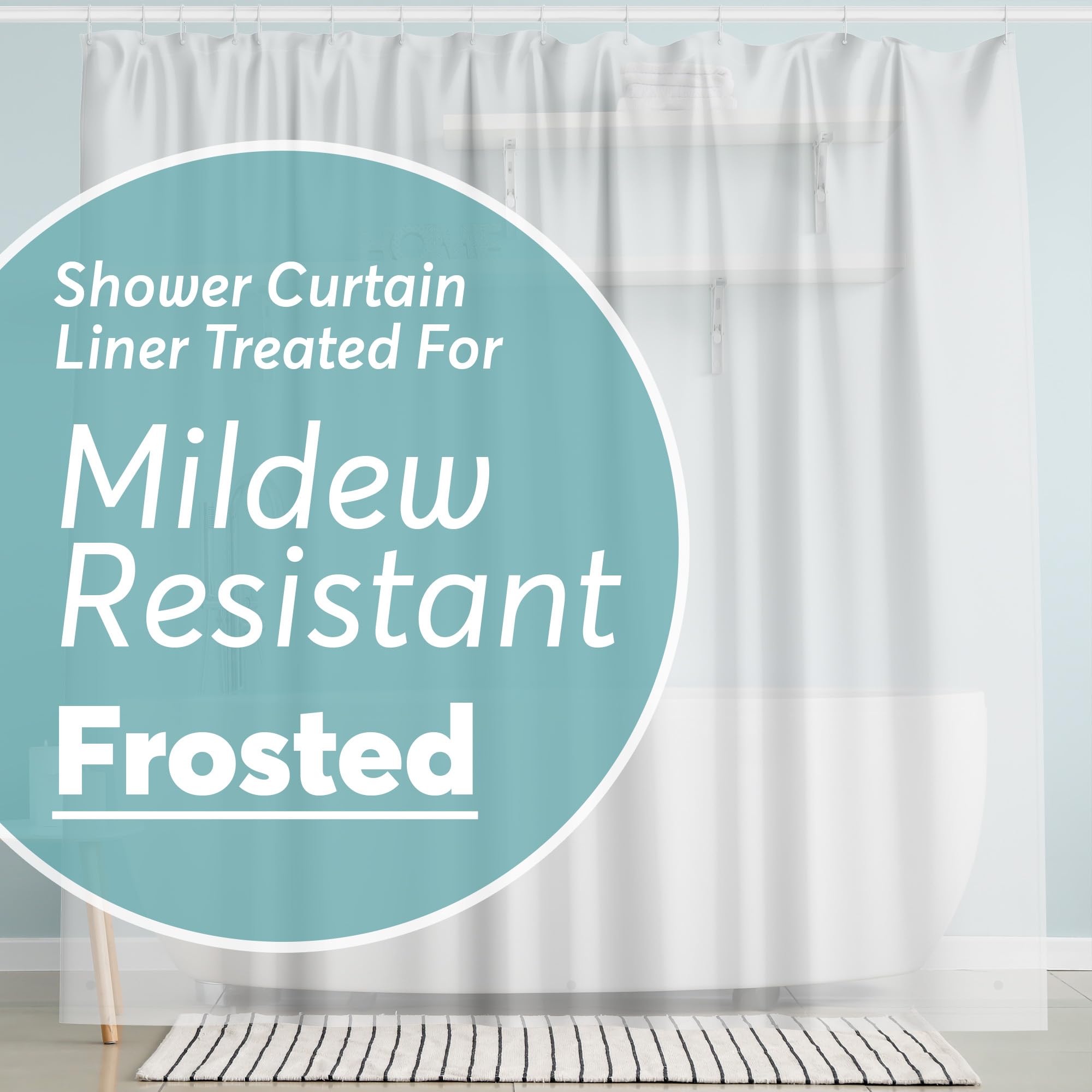 BigFoot Clear Shower Curtain - 72x72 Odorless Plastic with Magnets, Washable Long Bathroom Curtain - Premium PEVA Waterproof Bath Curtain, Rust-Proof Bathroom Essentials