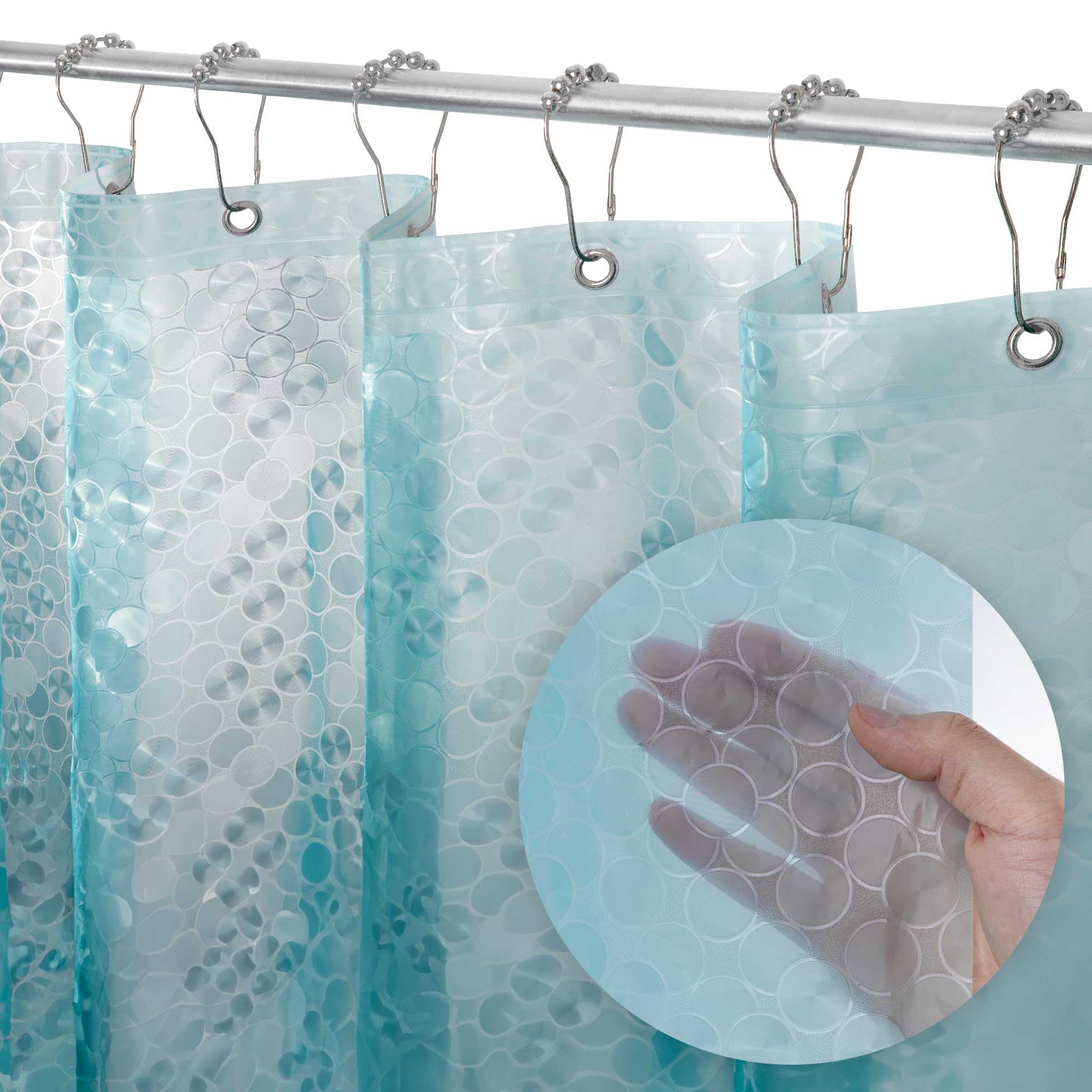 LiBa Bathroom Shower Curtain Waterproof Plastic Shower Curtain Premium PEVA Non-Toxic with Rust Proof Grommets Frosted 8G Bathroom Accessories 72x72