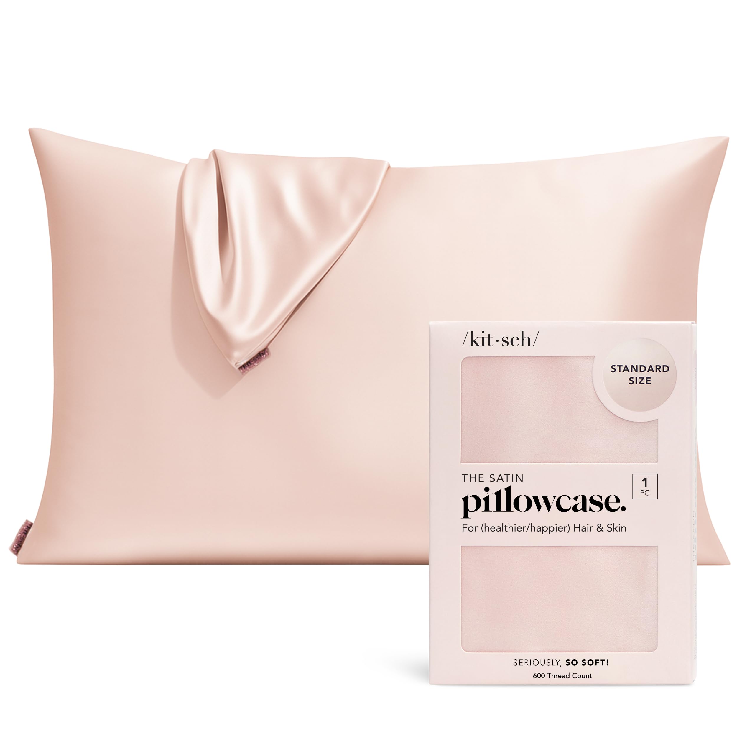 Kitsch Satin Pillowcase with Zipper for Hair & Skin - Softer Than Silk Pillow Cases, Smooth Cooling Satin Pillow Case, Wrinkle-Free, Machine Washable, Pillow Cases Standard Size 19x26 - Cherry Print