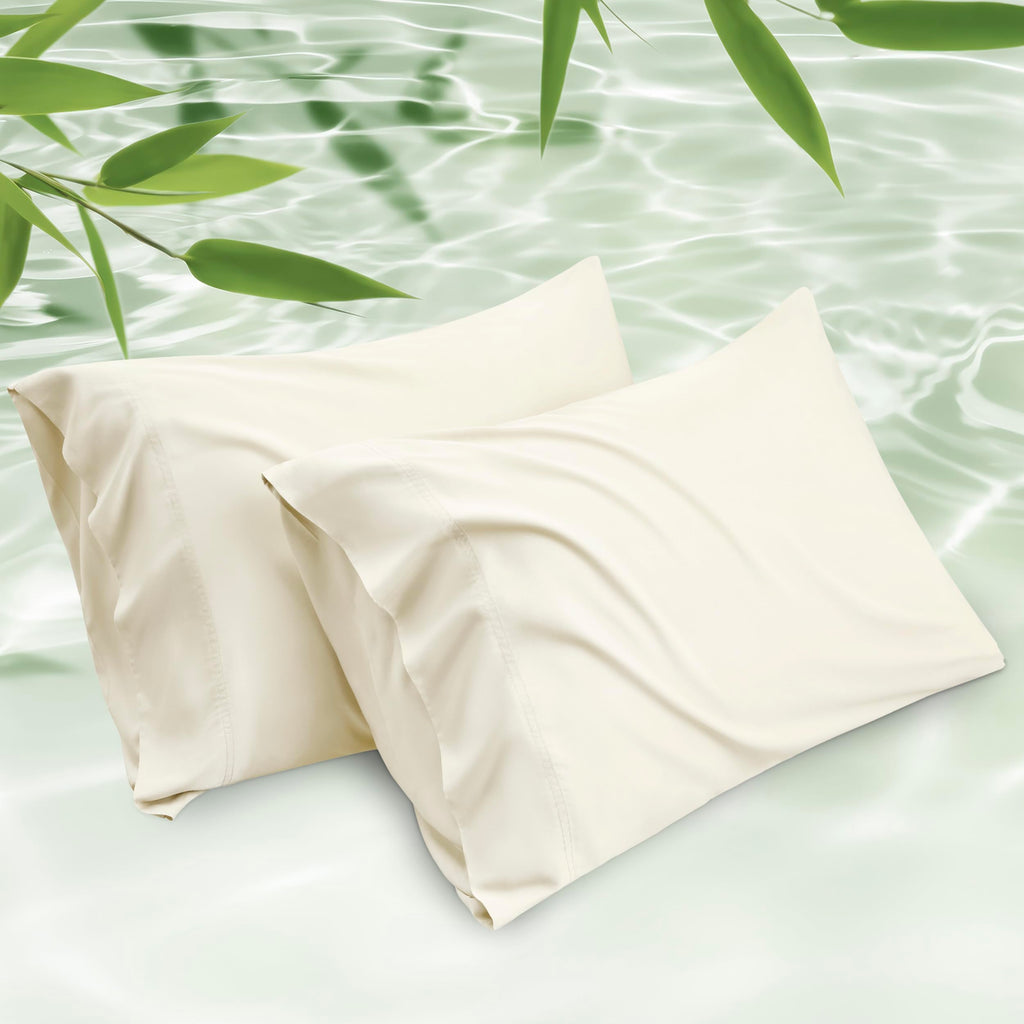 Bedsure Pillow Cases Queen, Cooling Pillow Cases, Rayon Derived from Bamboo Dark Grey Pillowcases Queen Size Set of 2, PureWoven & Soft Bedding Pillow Cover with Envelope Closure,Gifts, 20x30 Inches
