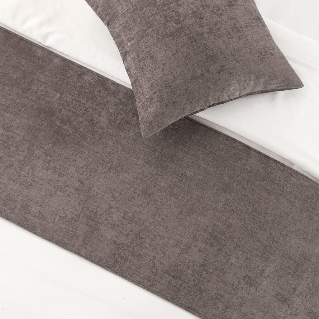 AMBERIS Bed Runner Grey, Chenille Soft No Fading Modern Bed Scarf (Pillowcases Sold Separately)