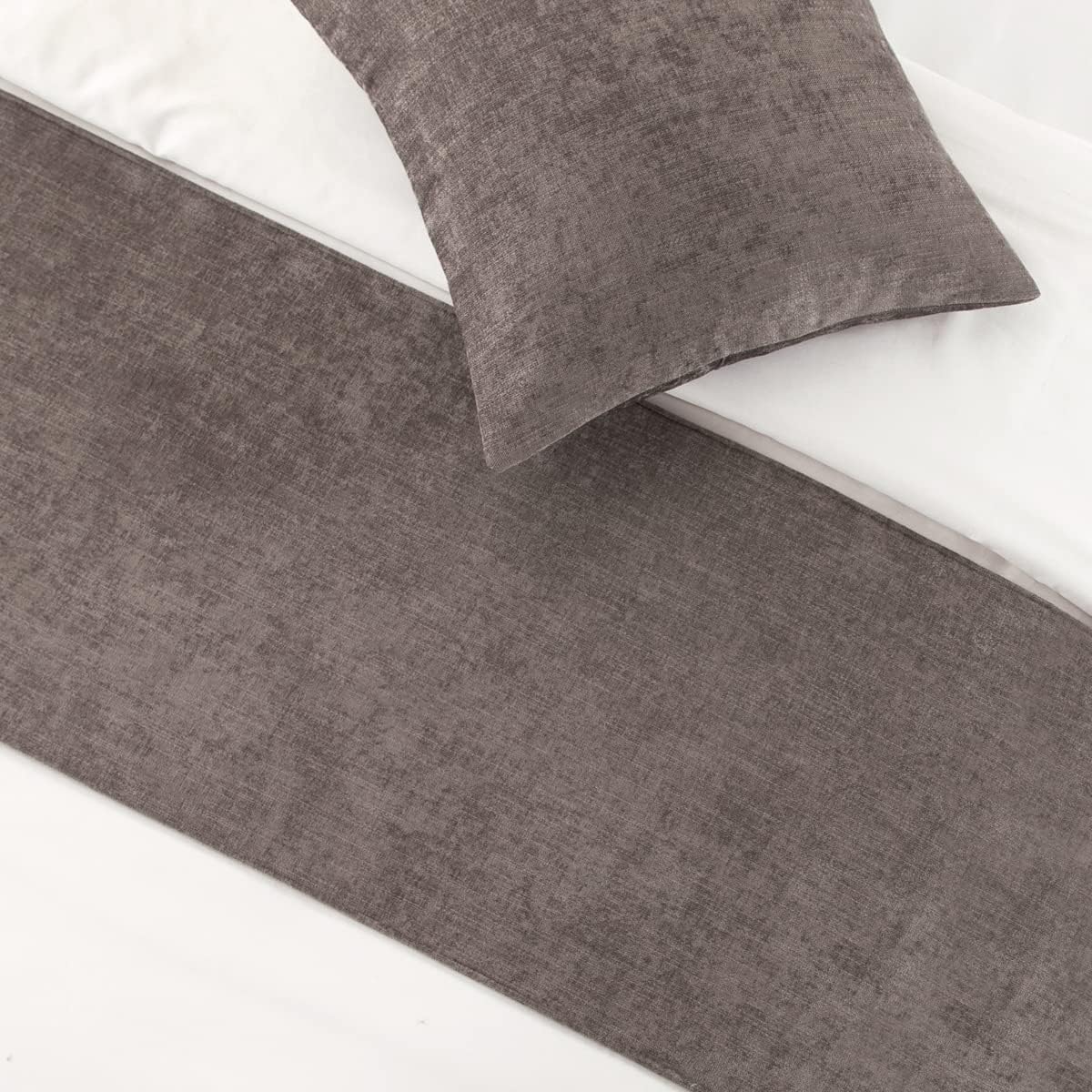 AMBERIS Bed Runner Grey, Chenille Soft No Fading Modern Bed Scarf (Pillowcases Sold Separately)