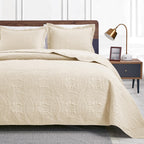 3 Piece Blue Queen Size Coin Pattern Lightweight All Season Quilt Bedspread Set with 2 Pillow Shams