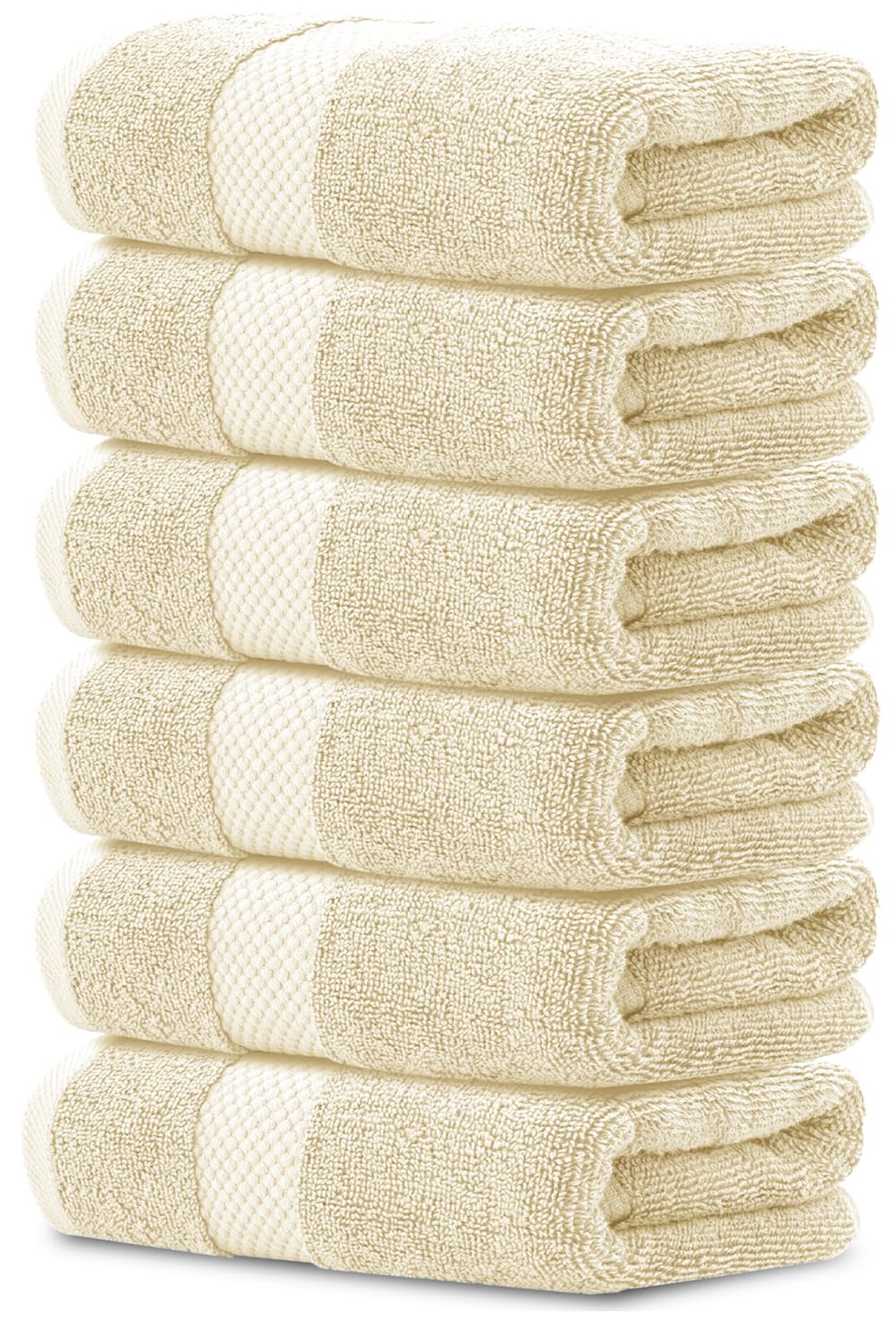 Luxury White Hand Towels - Soft 100% Turkish Cotton | Highly Absorbent Hotel spa Bathroom Towel Collection | 16x30 Inch | Set of 6