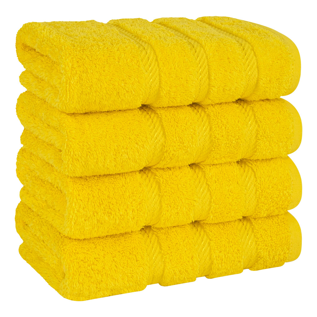 American Soft Linen Luxury Hand Towels for Bathroom, 100% Cotton Turkish 4 Piece Hand Towel Set, 600 GSM Hand Face Towels for Kitchen, White Hand Towels