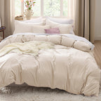 Bedsure White Duvet Cover King Size - 3 Pieces Prewashed Cotton-Like Polyester Extra Soft Bedding Set, Includes 1 Duvet Cover 104x90 Inches with Zipper Closure & 2 Pillow Shams, Comforter Not Included