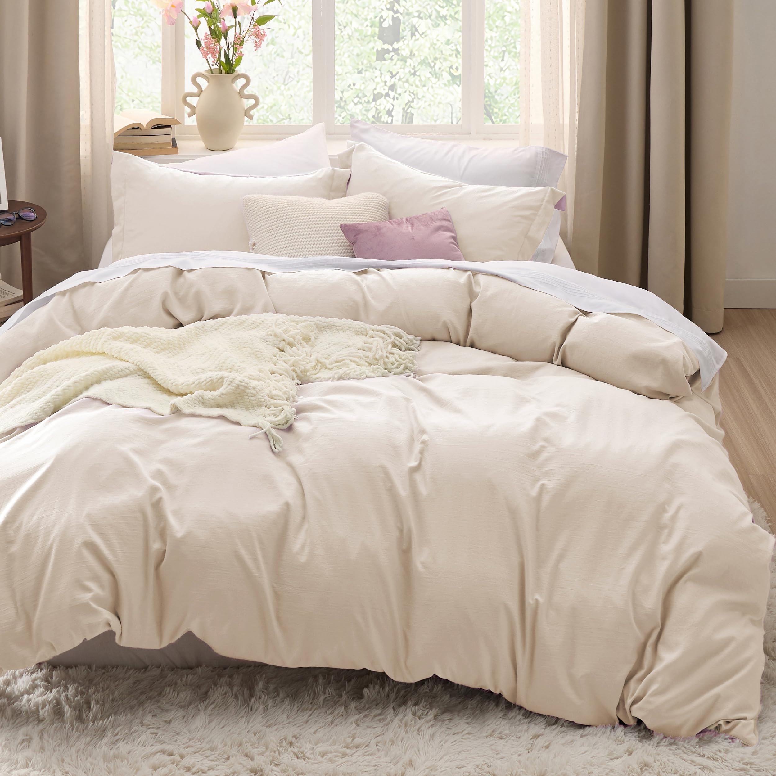 Bedsure White Duvet Cover King Size - 3 Pieces Prewashed Cotton-Like Polyester Extra Soft Bedding Set, Includes 1 Duvet Cover 104x90 Inches with Zipper Closure & 2 Pillow Shams, Comforter Not Included