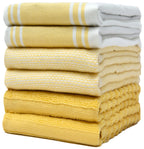 Premium Kitchen Towels (20”x 28”, 6 Pack) | Large Cotton Dish Towels | Flat & Terry Highly Absorbent Kitchen Linen Set with Hanging Loop | Gray