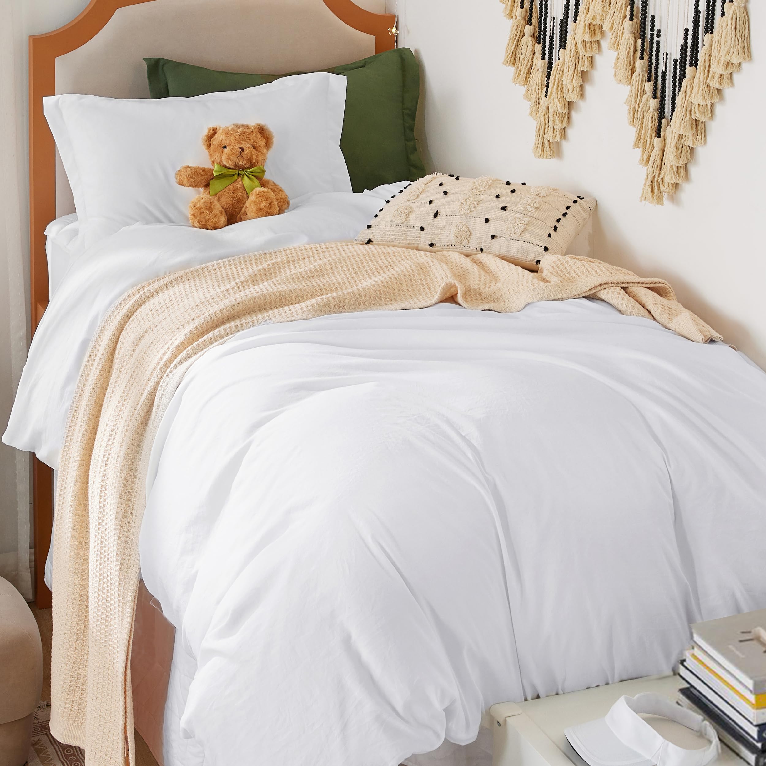 Bedsure White Duvet Cover King Size - 3 Pieces Prewashed Cotton-Like Polyester Extra Soft Bedding Set, Includes 1 Duvet Cover 104x90 Inches with Zipper Closure & 2 Pillow Shams, Comforter Not Included