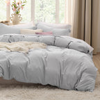 Bedsure White Duvet Cover King Size - 3 Pieces Prewashed Cotton-Like Polyester Extra Soft Bedding Set, Includes 1 Duvet Cover 104x90 Inches with Zipper Closure & 2 Pillow Shams, Comforter Not Included