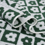 Jacquotha Cotton Hand Towels Green Checkered Floral - Quick Drying Hand Towel Set of 4, for Bathroom Kitchen Decor, 29” x 13”