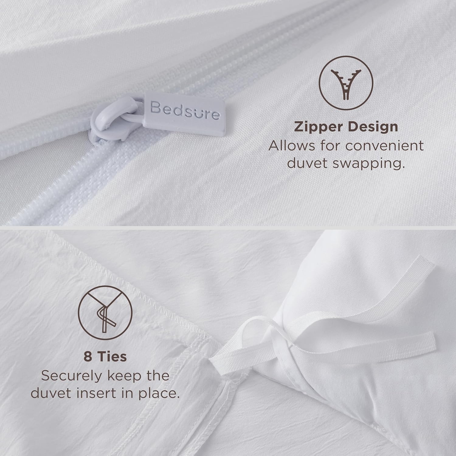Bedsure White Duvet Cover King Size - 3 Pieces Prewashed Cotton-Like Polyester Extra Soft Bedding Set, Includes 1 Duvet Cover 104x90 Inches with Zipper Closure & 2 Pillow Shams, Comforter Not Included