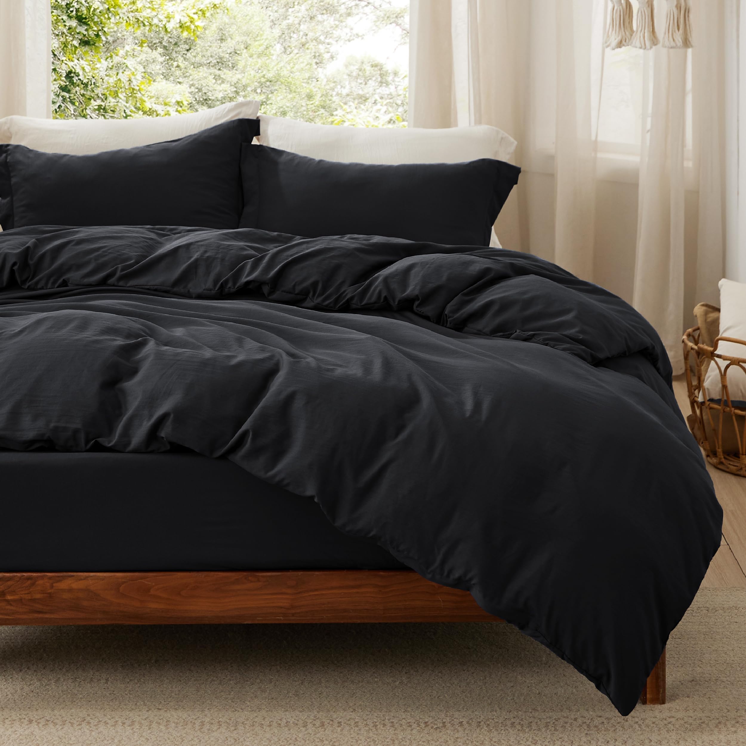 Bedsure White Duvet Cover King Size - 3 Pieces Prewashed Cotton-Like Polyester Extra Soft Bedding Set, Includes 1 Duvet Cover 104x90 Inches with Zipper Closure & 2 Pillow Shams, Comforter Not Included