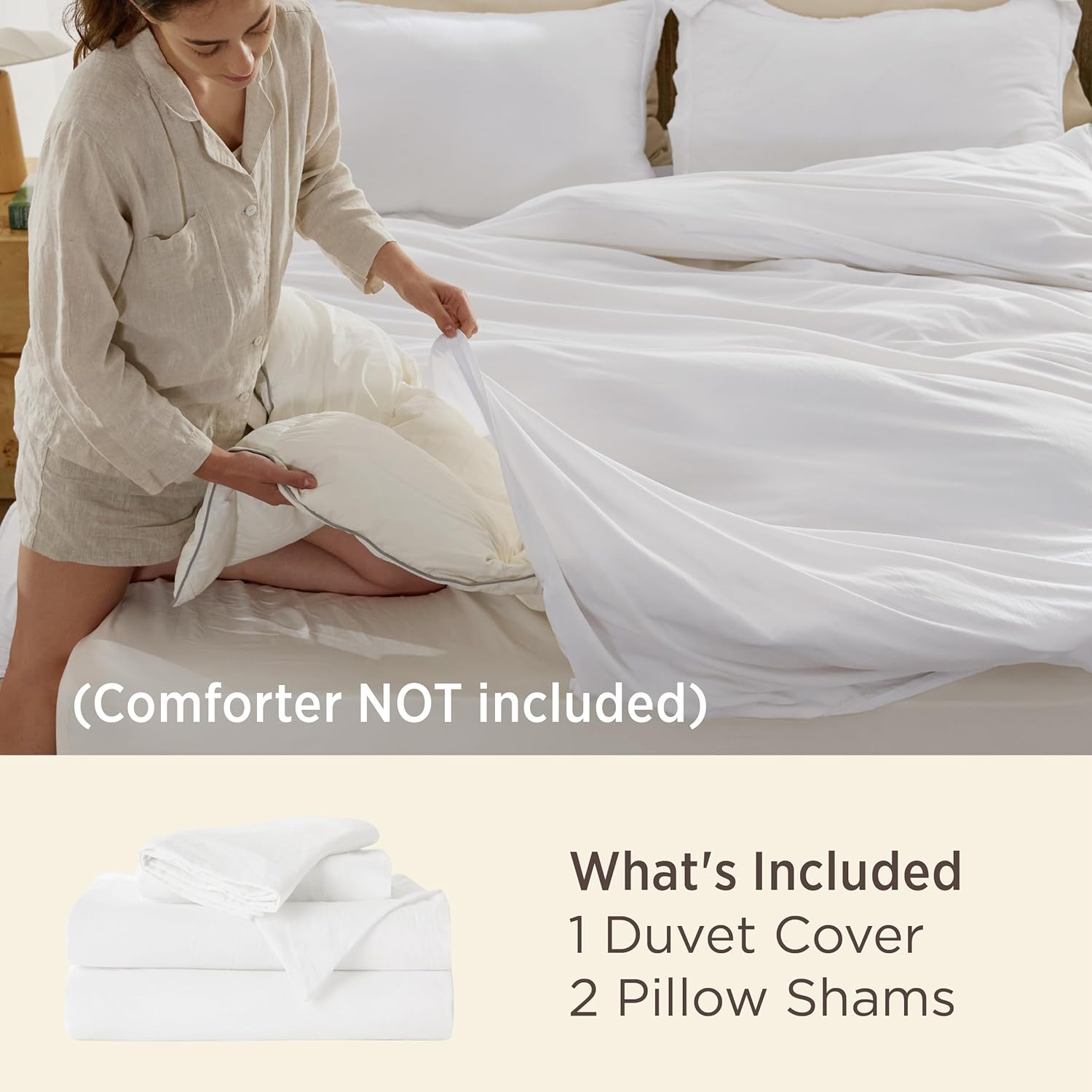 Bedsure White Duvet Cover King Size - 3 Pieces Prewashed Cotton-Like Polyester Extra Soft Bedding Set, Includes 1 Duvet Cover 104x90 Inches with Zipper Closure & 2 Pillow Shams, Comforter Not Included