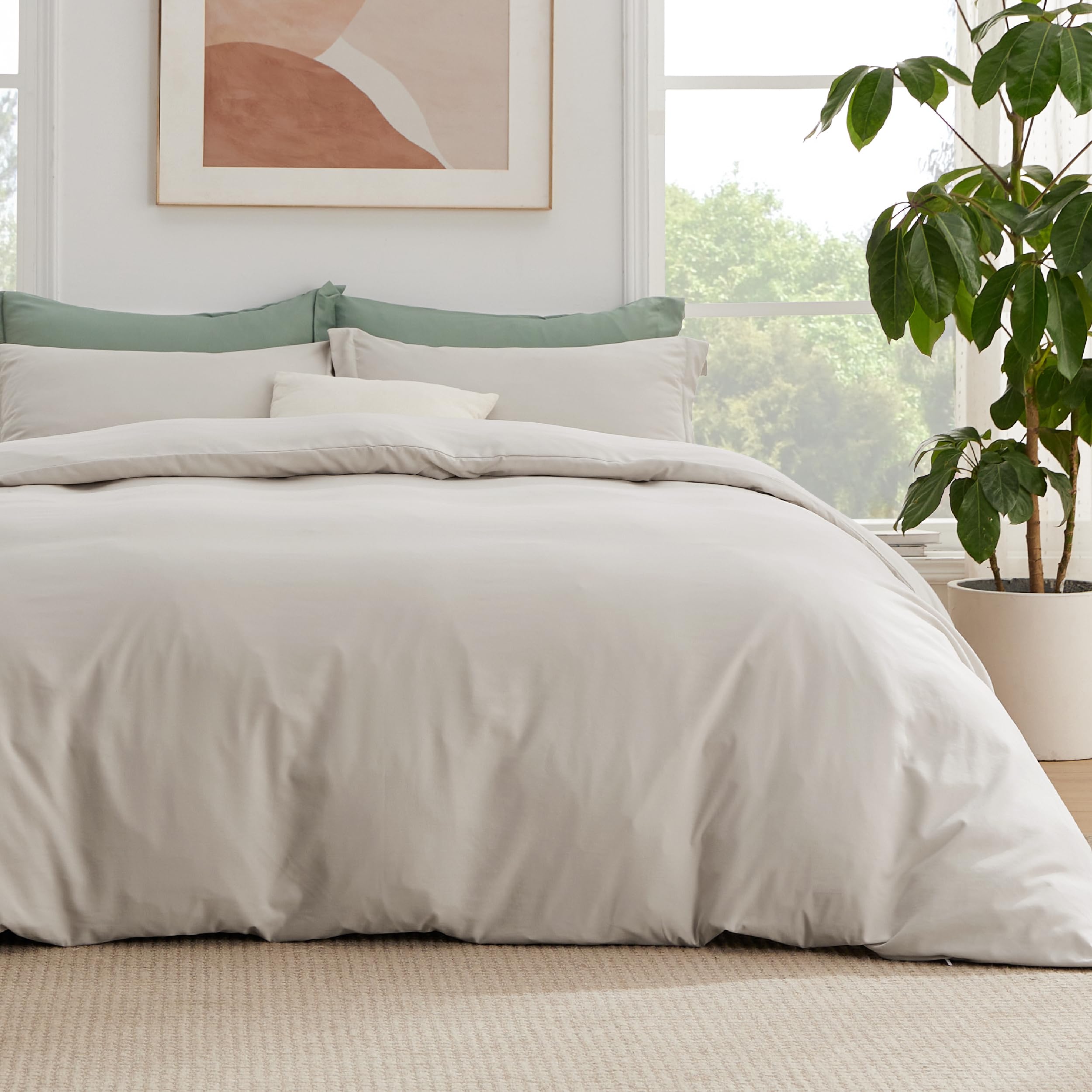 Bedsure White Duvet Cover Queen Size - Soft Double Brushed Bedding Set for Kids & Adults, Zipper Closure, 3 Pieces, Includes 1 Duvet Cover (90"x90") & 2 Pillow Shams, NO Comforter