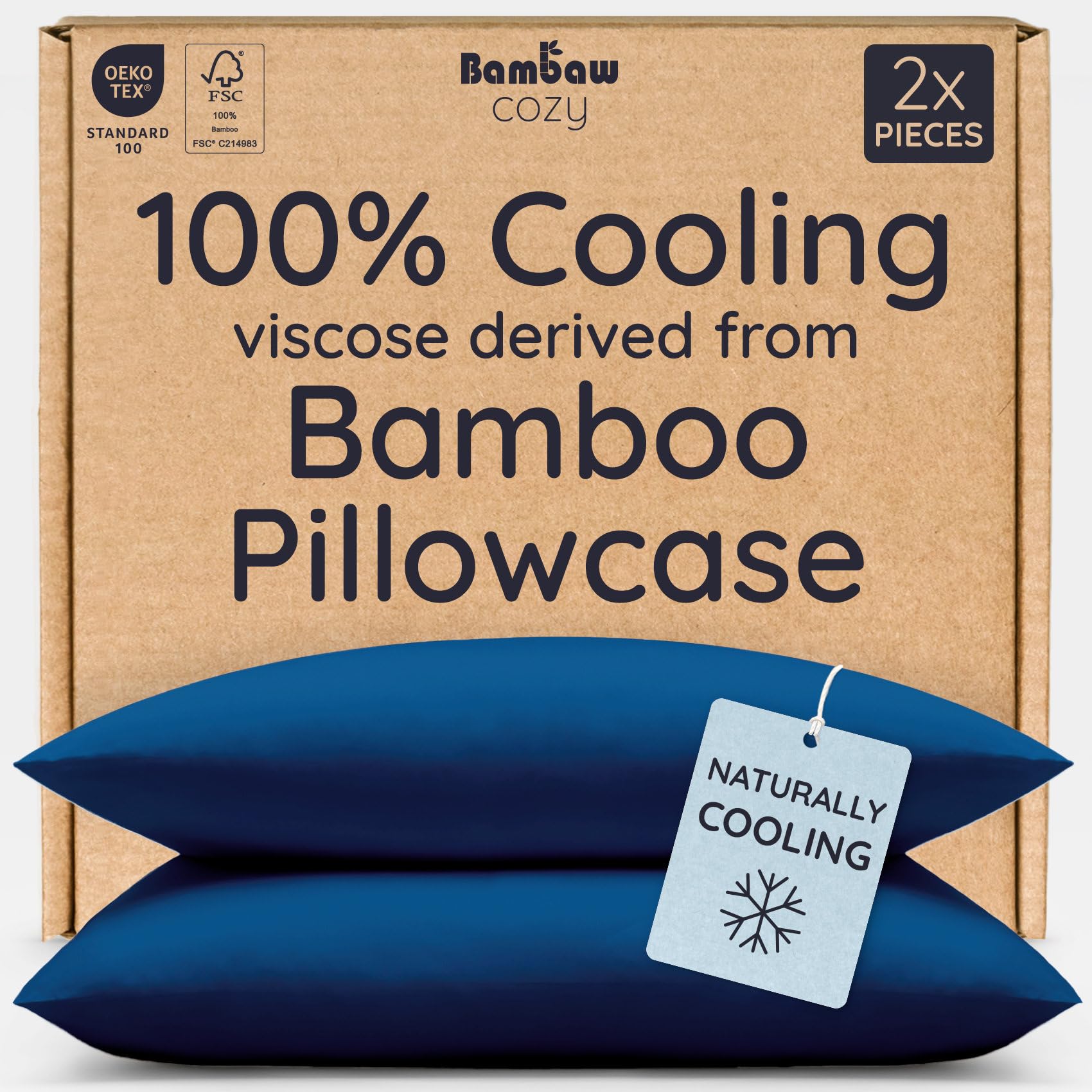 Bambaw 100% Viscose Derived from Bamboo Pillowcase Queen Size – Queen Cooling Pillow Cases Set of 2, with Envelope Closure, Breathable & Super Soft Pillow Cases (Ivory)