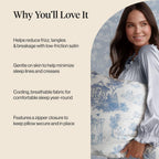 19x36 Garden Toile Zippered Cooling Satin Pillowcase Wrinkle-Soft for Hair & Skin, Softer Than Silk