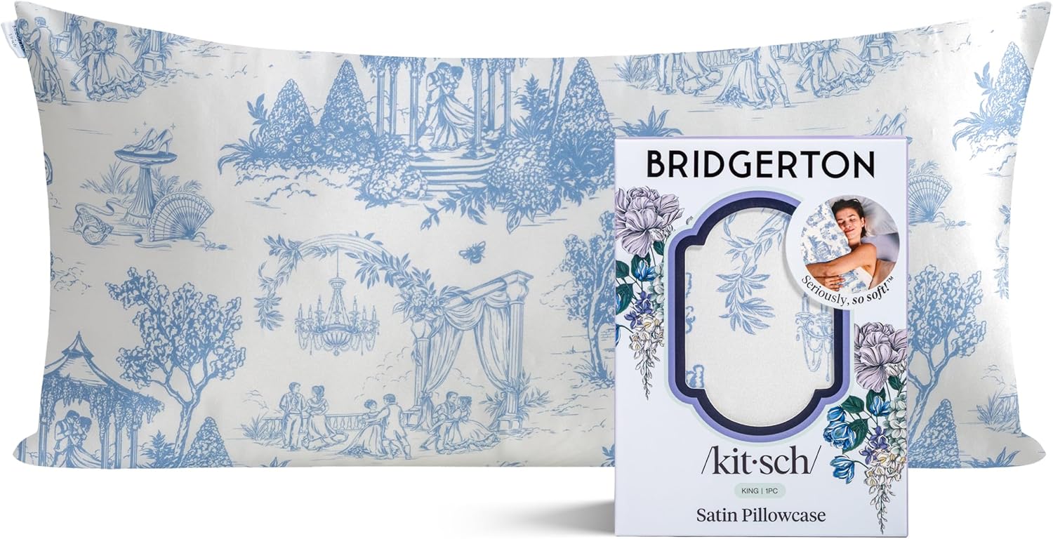 19x36 Garden Toile Zippered Cooling Satin Pillowcase Wrinkle-Soft for Hair & Skin, Softer Than Silk