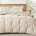 MUXHOMO Duvet Cover Queen Size, Reversible Floral Green Duvet Cover Set with Zipper Closure, 3 Pieces Botanical Patterns Soft Microfiber Bedding Set with 4 Ties (90"x90", 2 Pillow Cases)
