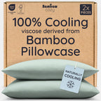 Bambaw 100% Viscose Derived from Bamboo Pillowcase Queen Size – Queen Cooling Pillow Cases Set of 2, with Envelope Closure, Breathable & Super Soft Pillow Cases (Ivory)