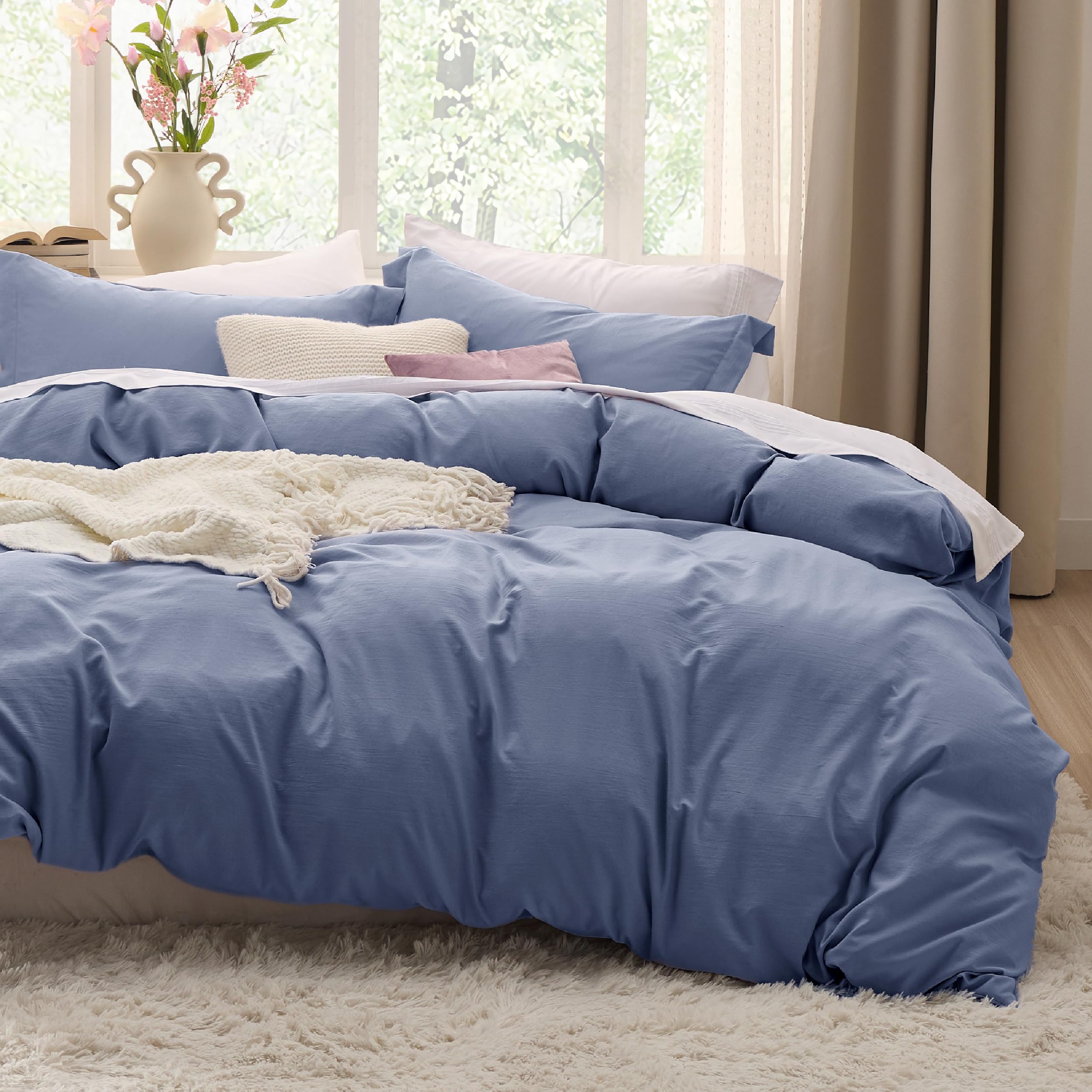 Bedsure White Duvet Cover King Size - 3 Pieces Prewashed Cotton-Like Polyester Extra Soft Bedding Set, Includes 1 Duvet Cover 104x90 Inches with Zipper Closure & 2 Pillow Shams, Comforter Not Included