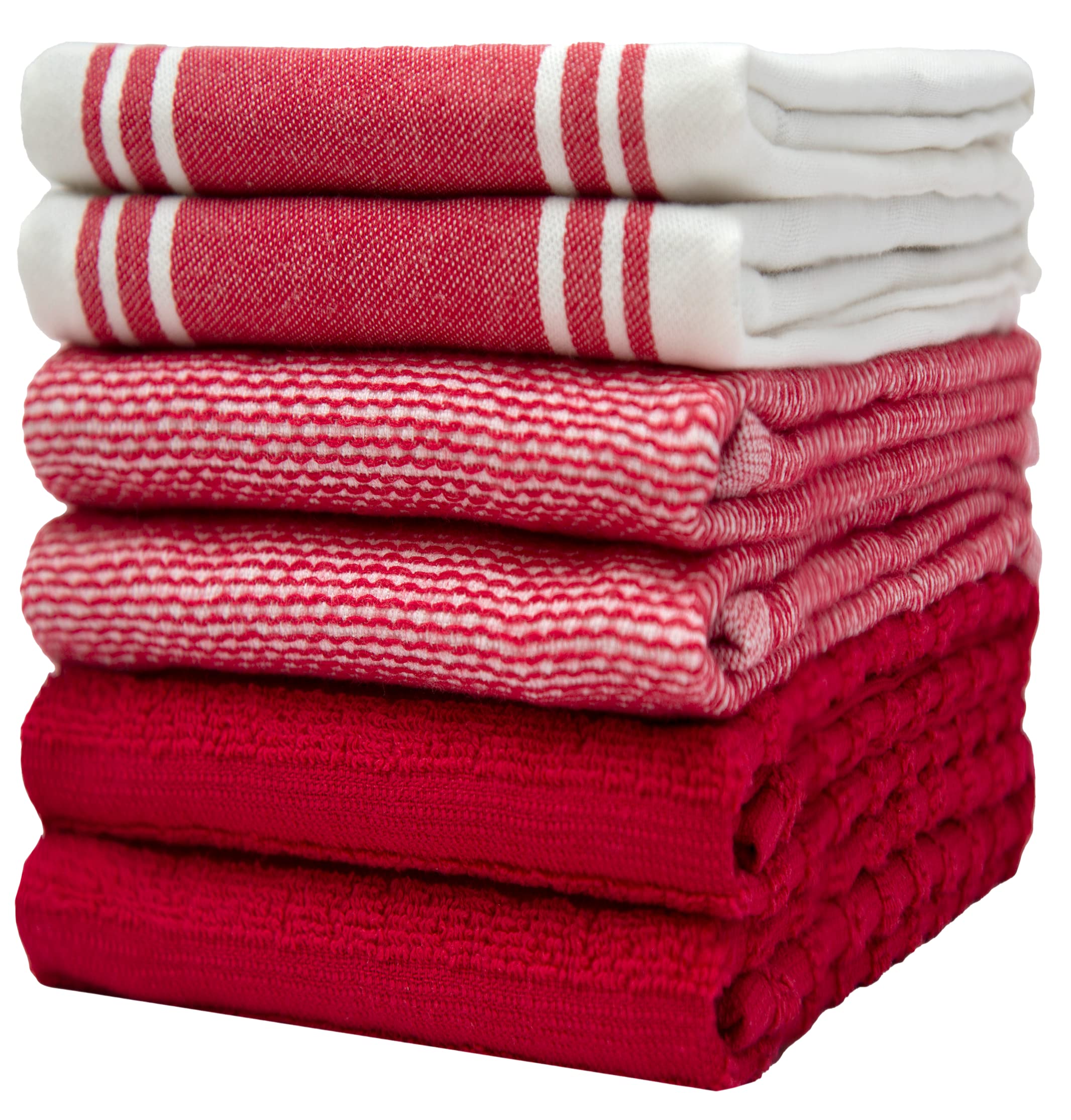Premium Kitchen Towels (20”x 28”, 6 Pack) | Large Cotton Dish Towels | Flat & Terry Highly Absorbent Kitchen Linen Set with Hanging Loop | Gray