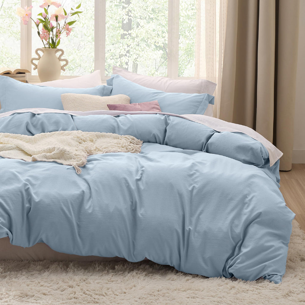Bedsure White Duvet Cover Queen Size - 3 Pieces Prewashed Cotton-Like Polyester Extra Soft Bedding Set, Includes 1 Duvet Cover 90x90 Inches with Zipper Closure & 2 Pillow Shams, Comforter Not Included