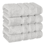 American Soft Linen Luxury Hand Towels for Bathroom, 100% Cotton Turkish 4 Piece Hand Towel Set, 600 GSM Hand Face Towels for Kitchen, White Hand Towels