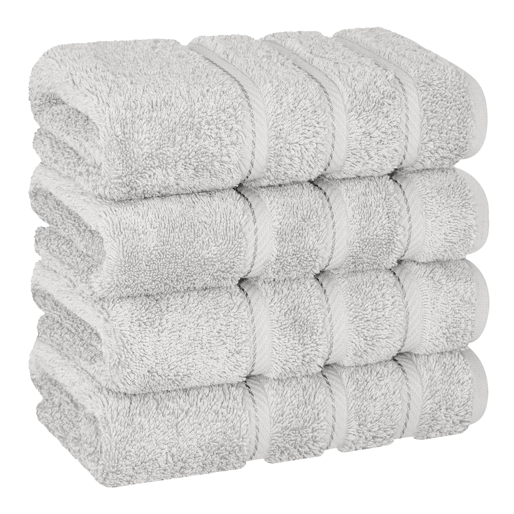 American Soft Linen Luxury Hand Towels for Bathroom, 100% Cotton Turkish 4 Piece Hand Towel Set, 600 GSM Hand Face Towels for Kitchen, White Hand Towels