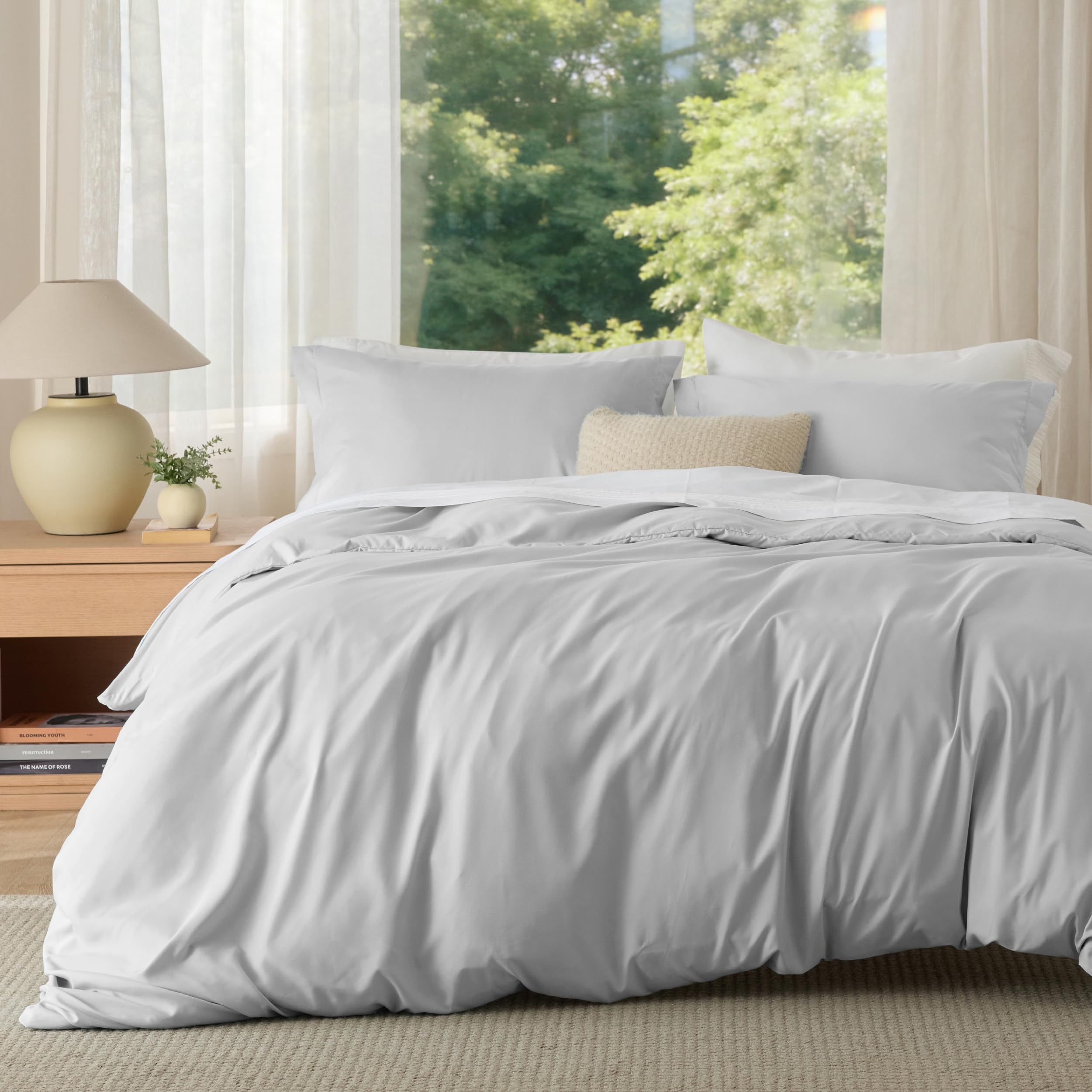 Bedsure White Duvet Cover Queen Size - Soft Double Brushed Bedding Set for Kids & Adults, Zipper Closure, 3 Pieces, Includes 1 Duvet Cover (90"x90") & 2 Pillow Shams, NO Comforter