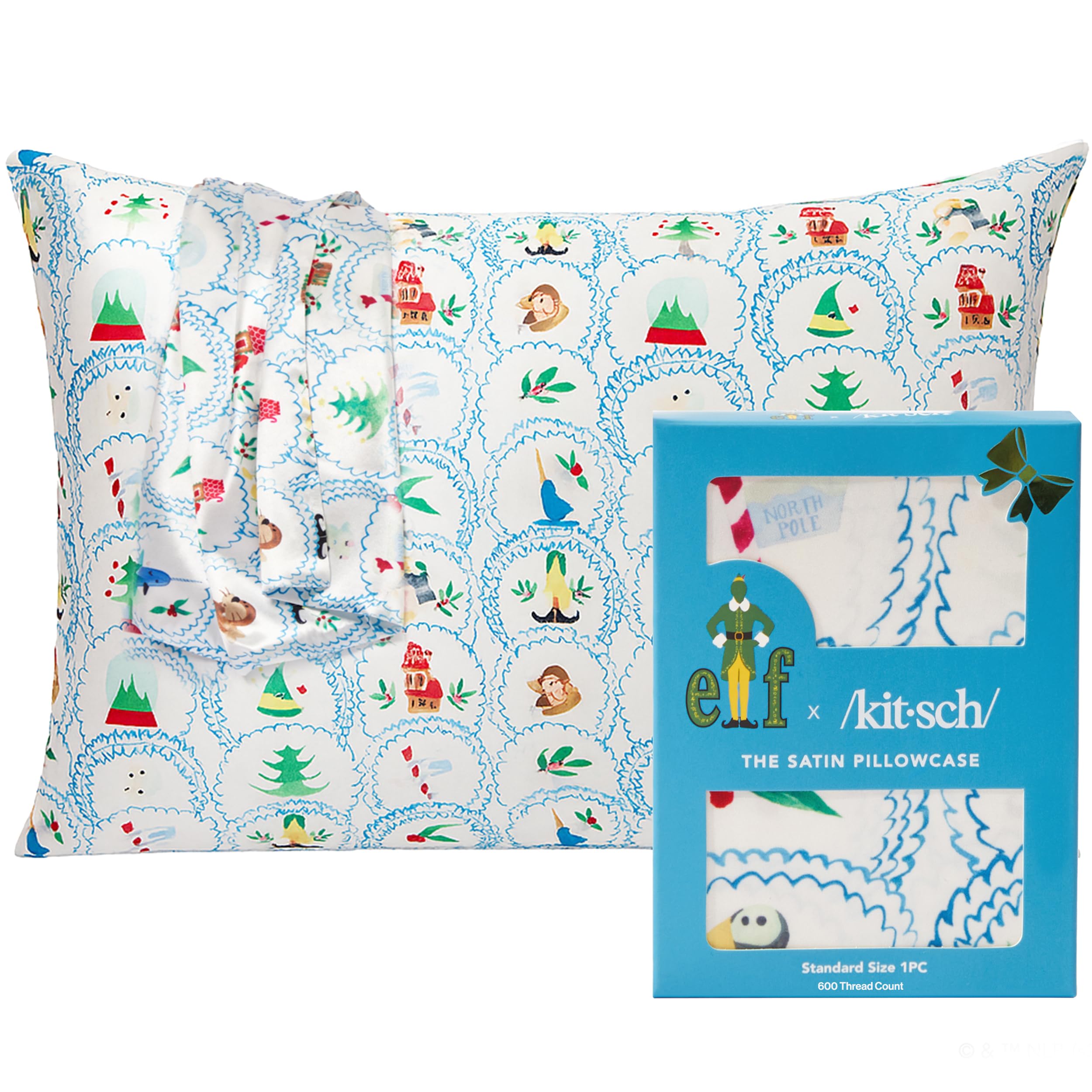 19x36 Garden Toile Zippered Cooling Satin Pillowcase Wrinkle-Soft for Hair & Skin, Softer Than Silk