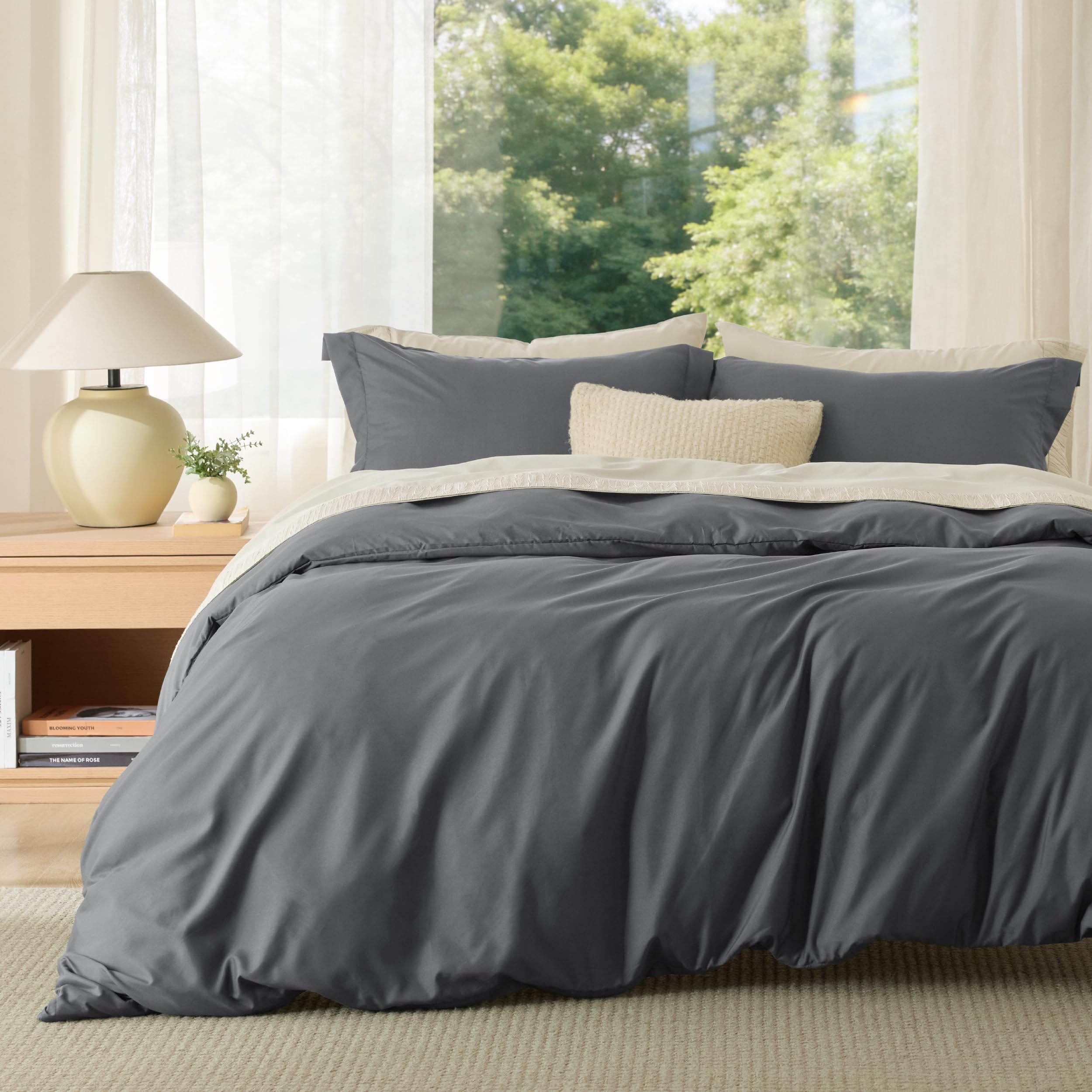 Bedsure White Duvet Cover Queen Size - Soft Double Brushed Bedding Set for Kids & Adults, Zipper Closure, 3 Pieces, Includes 1 Duvet Cover (90"x90") & 2 Pillow Shams, NO Comforter