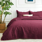3 Piece Blue Queen Size Coin Pattern Lightweight All Season Quilt Bedspread Set with 2 Pillow Shams