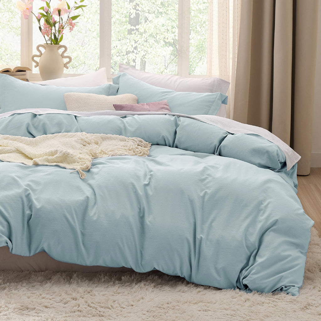 Bedsure White Duvet Cover Queen Size - 3 Pieces Prewashed Cotton-Like Polyester Extra Soft Bedding Set, Includes 1 Duvet Cover 90x90 Inches with Zipper Closure & 2 Pillow Shams, Comforter Not Included