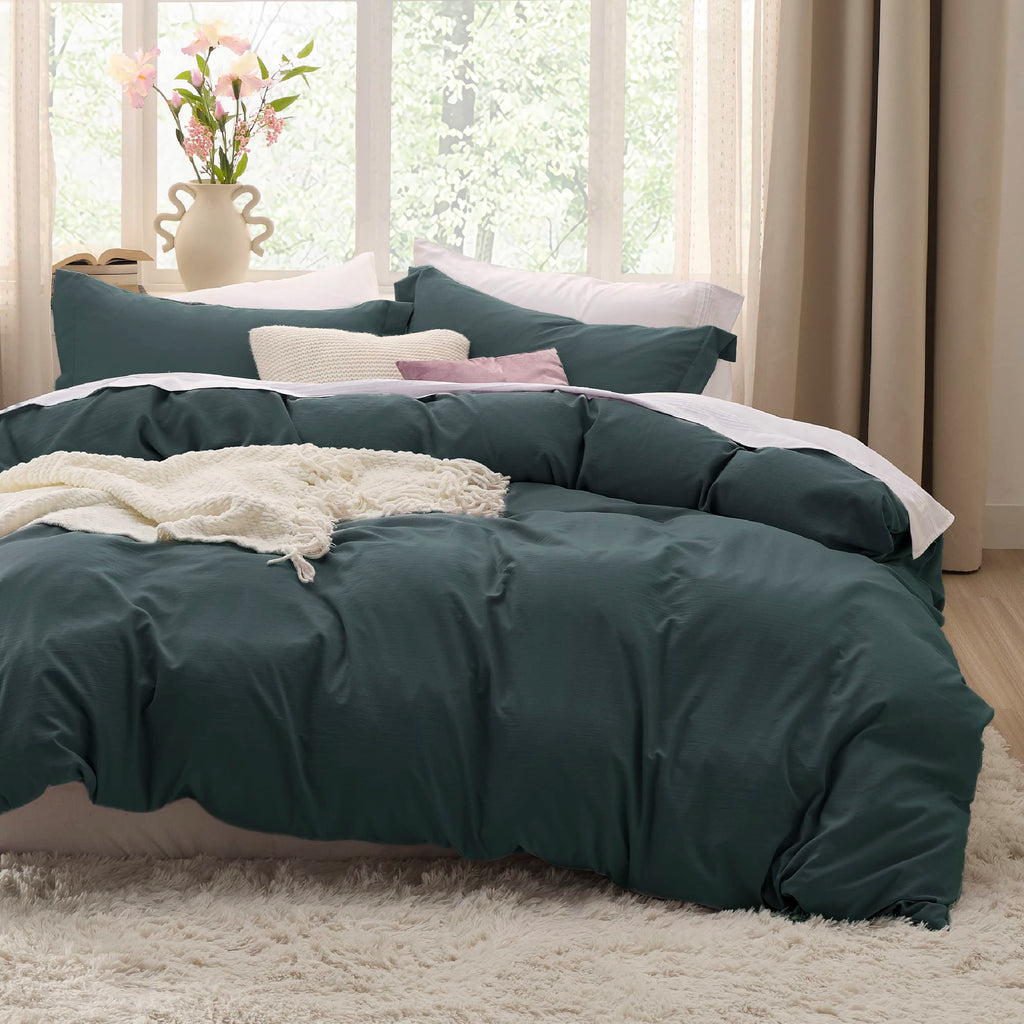 Bedsure White Duvet Cover Queen Size - 3 Pieces Prewashed Cotton-Like Polyester Extra Soft Bedding Set, Includes 1 Duvet Cover 90x90 Inches with Zipper Closure & 2 Pillow Shams, Comforter Not Included