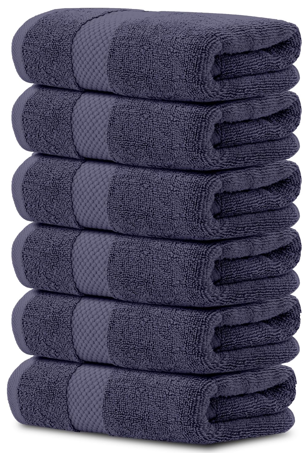 White Classic Luxury Dark Gray Hand Towels - Soft 100% Turkish Cotton | Highly Absorbent Hotel spa Bathroom Towel Collection | 16x30 Inch | Set of 6