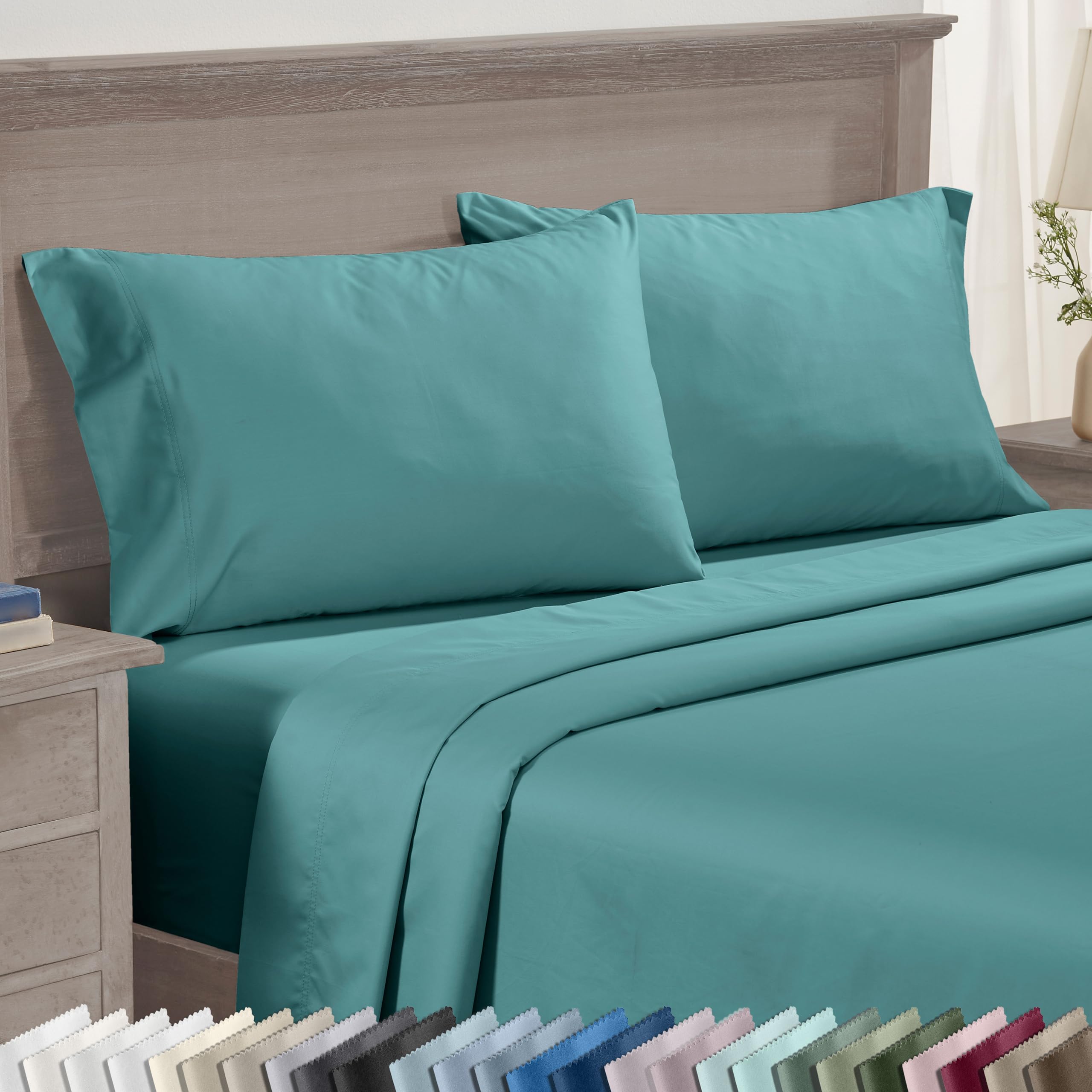 CALIFORNIA DESIGN DEN Luxuriously Soft Hotel Quality 600 Thread Count, 100% Cotton Set of 2 Cases, Crisp & Cool White Standard Pillow Cases Fits Standard & Queen Pillows (Bright White)
