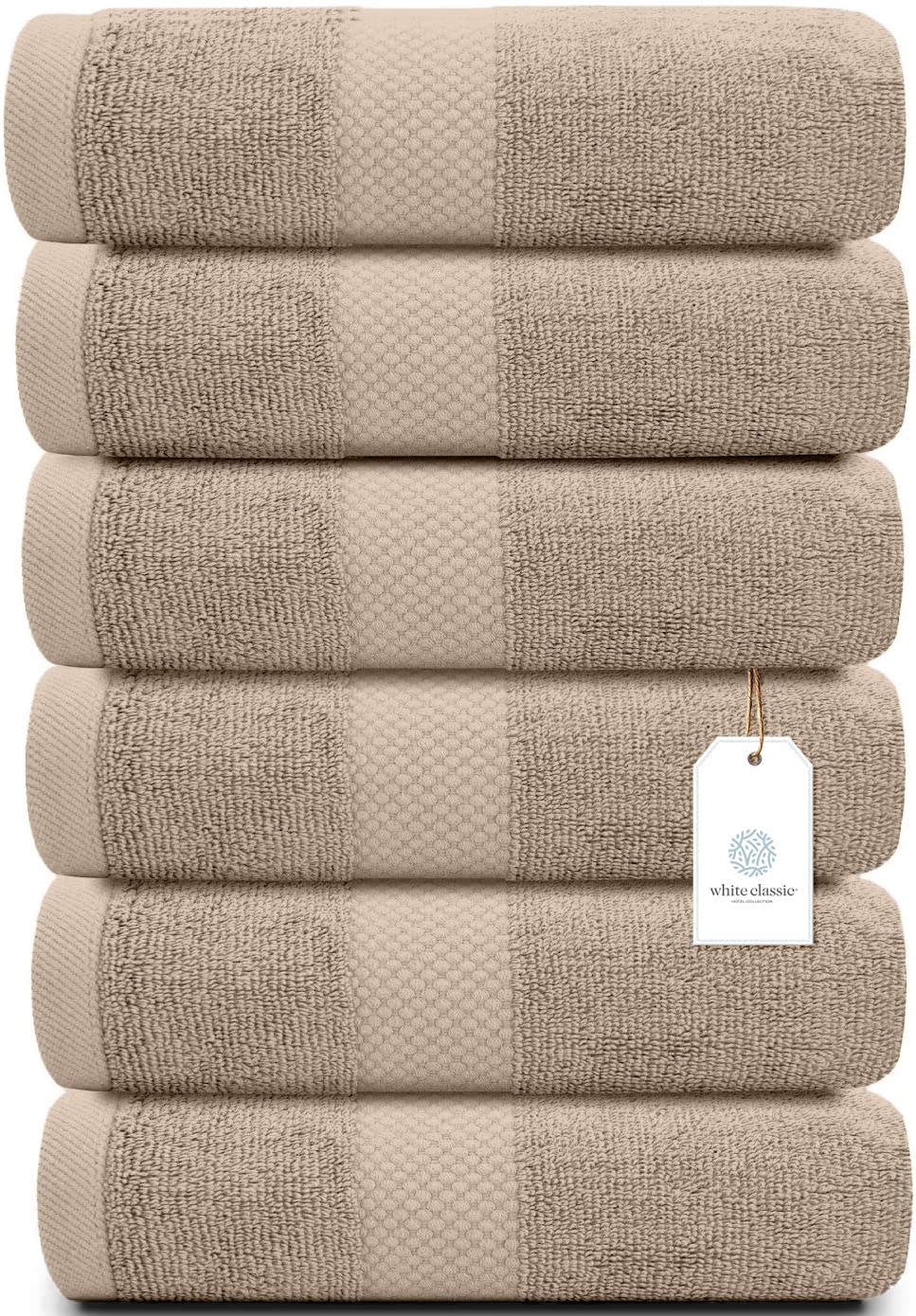 White Classic Luxury Dark Gray Hand Towels - Soft 100% Turkish Cotton | Highly Absorbent Hotel spa Bathroom Towel Collection | 16x30 Inch | Set of 6