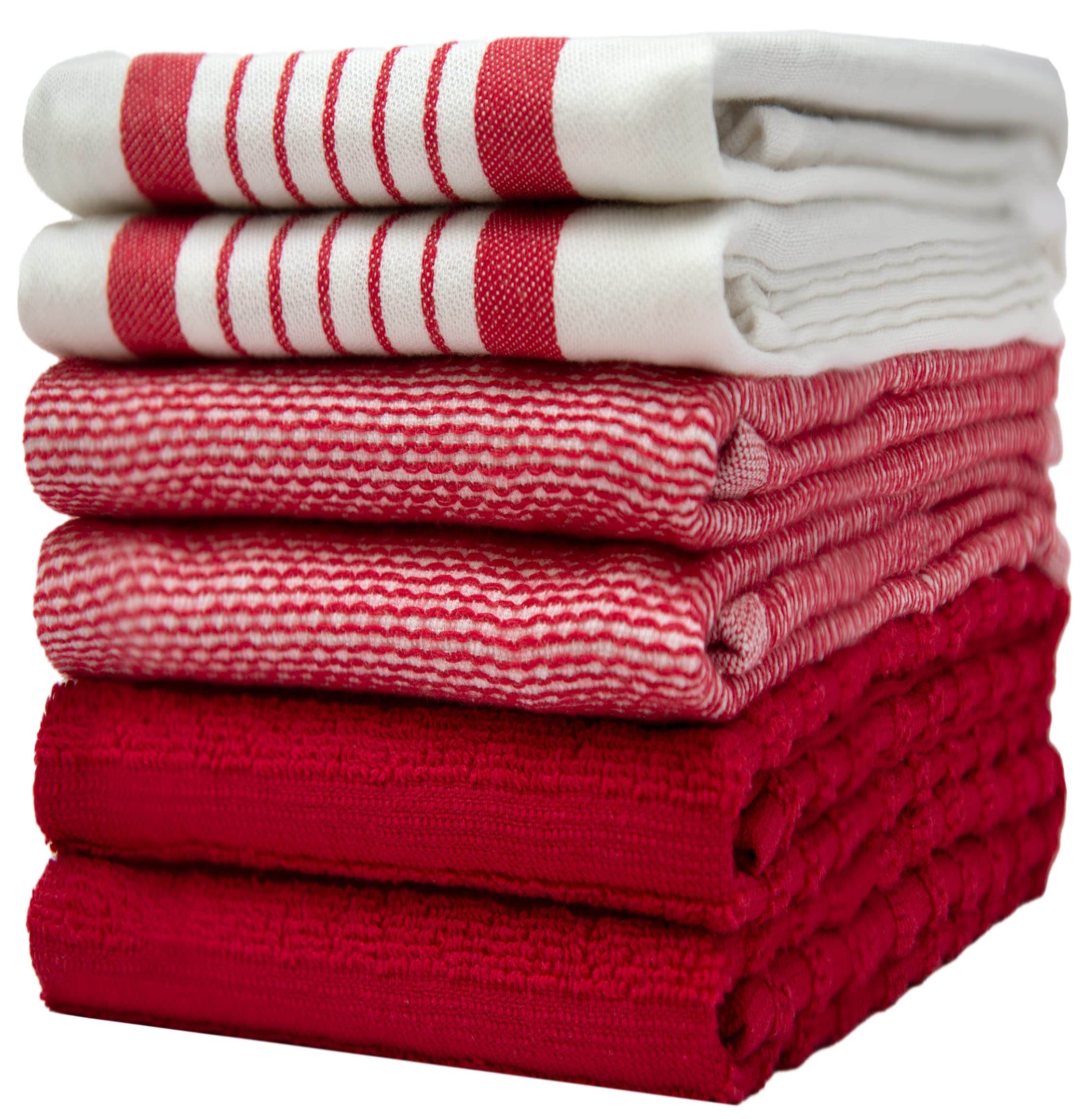 Premium Kitchen Towels (20”x 28”, 6 Pack) | Large Cotton Dish Towels | Flat & Terry Highly Absorbent Kitchen Linen Set with Hanging Loop | Gray