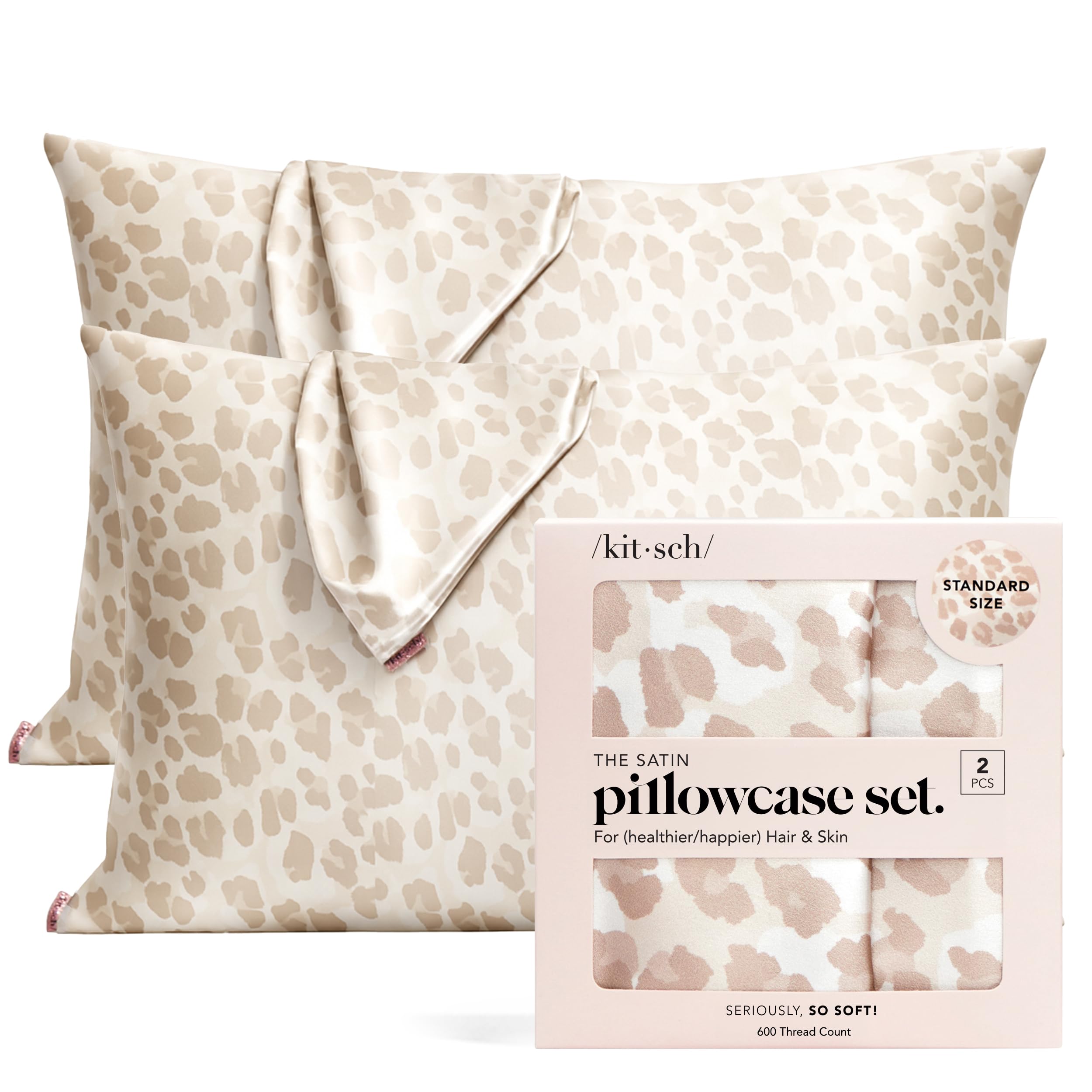 Kitsch Satin Pillowcase with Zipper for Hair & Skin - Softer Than Silk Pillow Cases, Smooth Cooling Satin Pillow Case, Wrinkle-Free, Machine Washable, Pillow Cases Standard Size 19x26 - Cherry Print